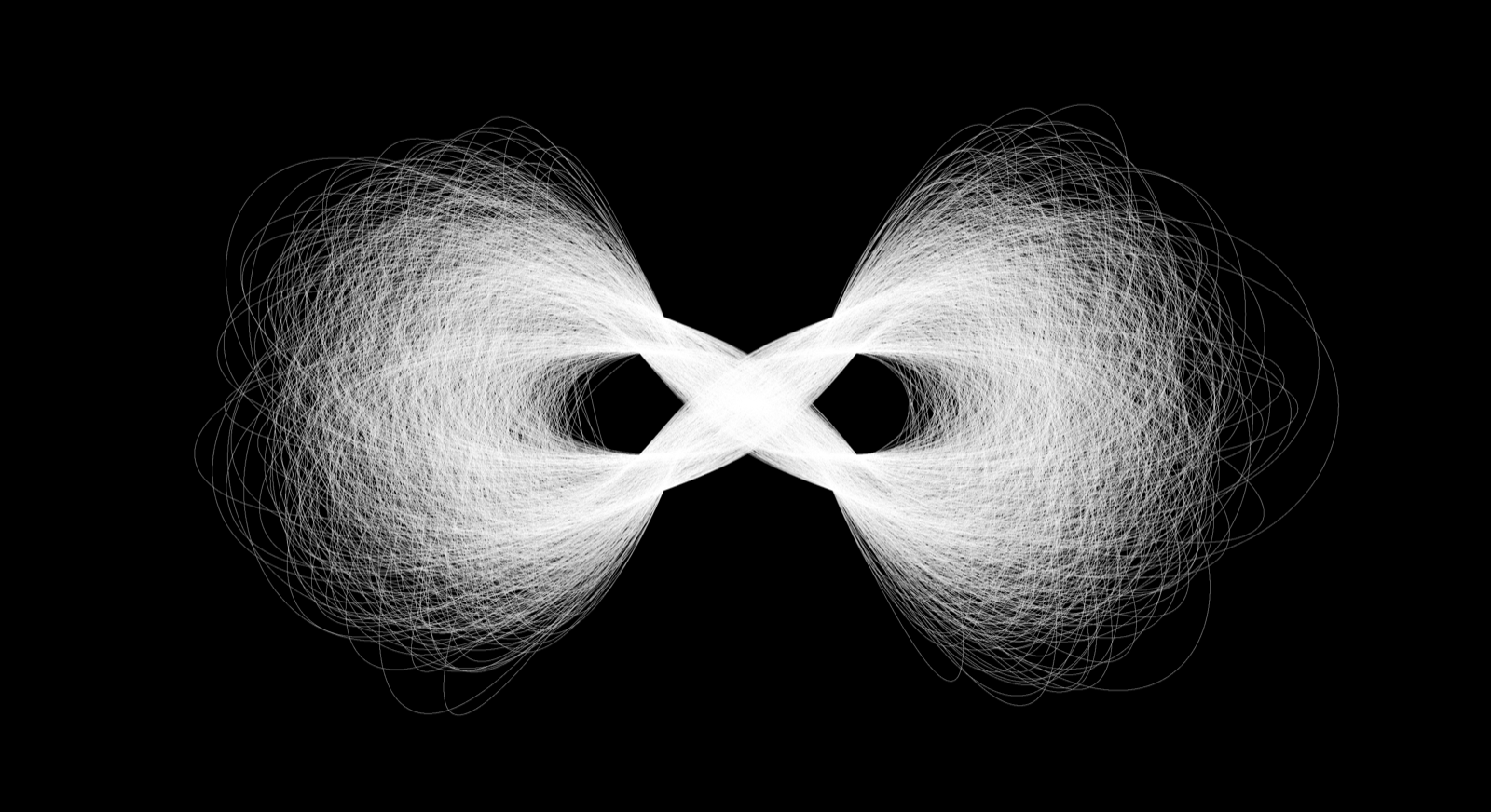 John Maeda's AI Infinity: the accumulated stroke of an infinite loop written in PostScript, halted after 10,000 passes, as published on the artist's own studio site.