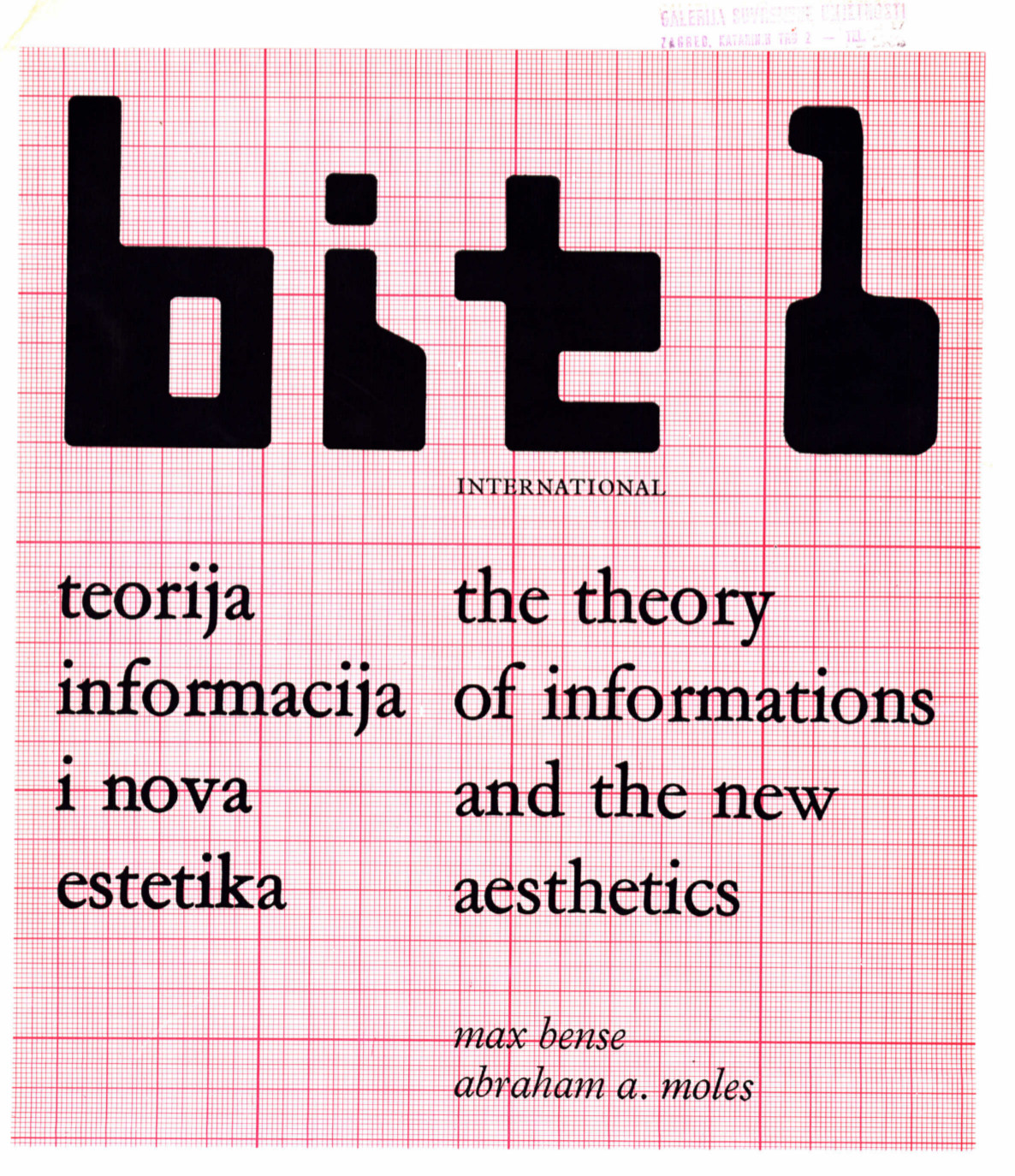 The cover of bit international no. 1, 'The Theory of Information and the New Aesthetics', the first issue of the New Tendencies journal, 1968.