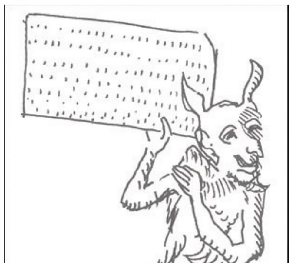 Csuri’s 1964 drawing of a devil holding a punch card.