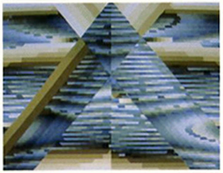 A frame from Edward Zajec's Chromas, the colour-and-form series he began in 1984 and set to a piano composition by Giampaolo Coral.