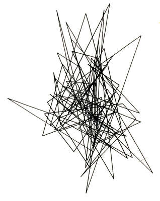 Frieder Nake’s plotter drawing 6/7/64 Nr. 20 (Random Polygon), made with his compArt ER56 program on a Standard Elektrik Lorenz ER56 computer driving a Zuse Graphomat Z64 plotter.