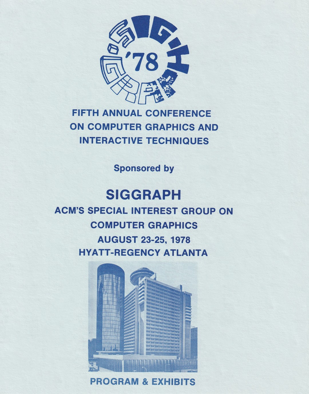 Cover of the program and exhibits booklet for SIGGRAPH 1978, a documentary image of the expanding computer graphics field in the year of this record.
