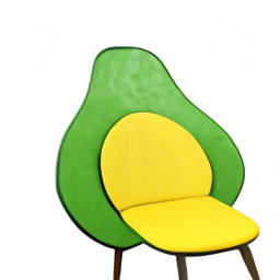A green and yellow avocado-shaped chair from the original DALL·E release examples.