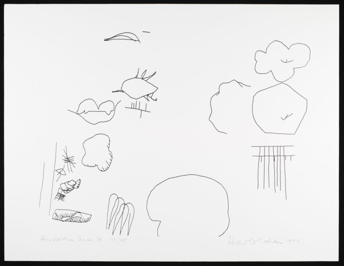 Harold Cohen's Amsterdam Suite A, an AARON drawing from the body of work shown at the Stedelijk Museum, held by the Victoria and Albert Museum.