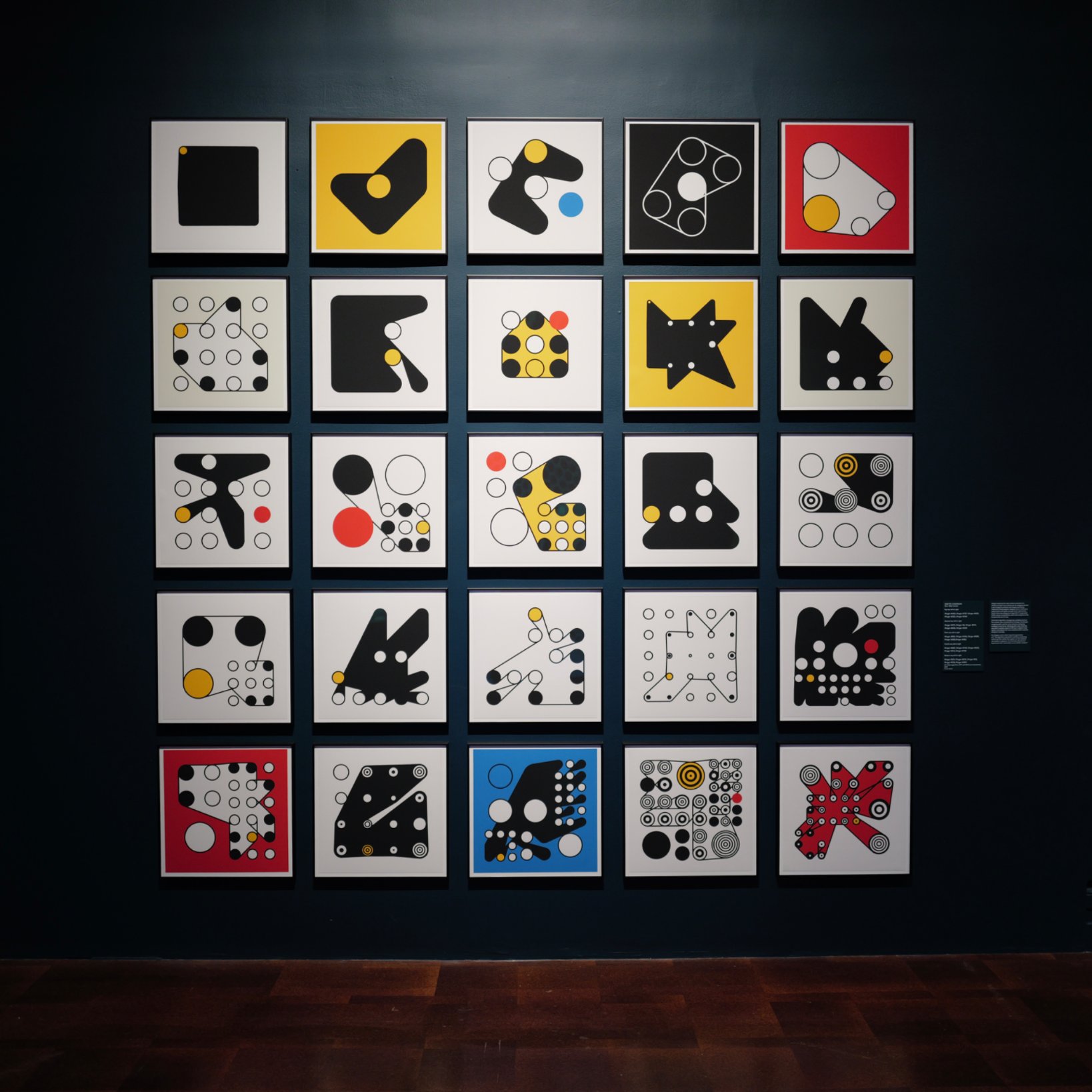 Twenty-five Ringers works arranged on a dark gallery wall in Infinite Images at the Toledo Museum of Art.