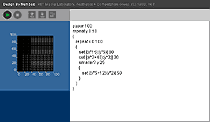 Compact Design By Numbers interface with a black-and-white generated pattern at left and its program at right.