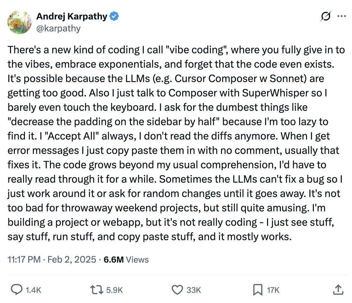 Karpathy Coins Vibe Coding