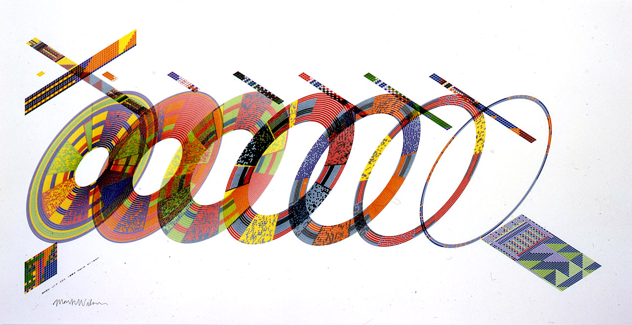 Mark Wilson's 1985 plotter drawing Skew J17, reproduced at 1280 x 659 px from the artist's own site.