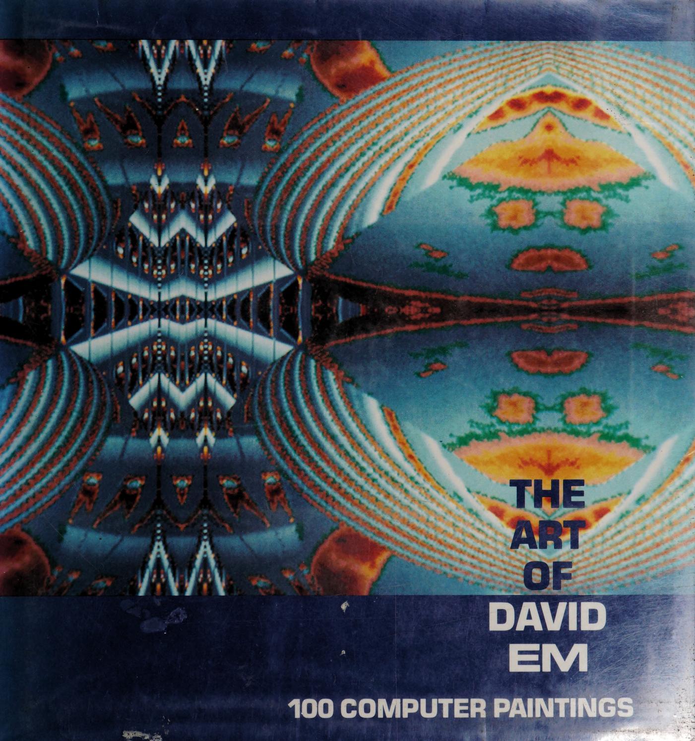 The front cover of The Art of David Em: 100 Computer Paintings, the fourth title in the Timeline's list of 1988 publications, showing a mirrored computer-painted landscape by David Em.