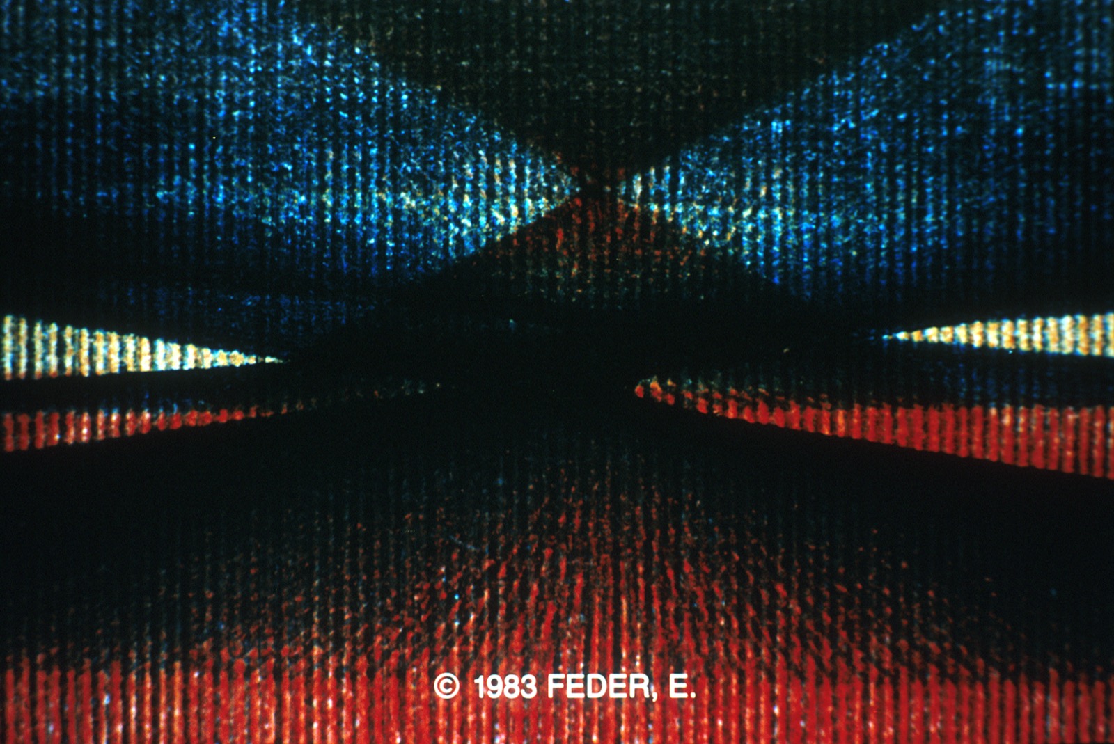 Eudice Feder's From Darkness Into Light, one of the works in the SIGGRAPH 1983 Exhibition of Computer Art, the show that then toured more than thirty venues in five countries.