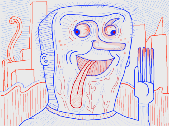 The lead image of Jason Bailey's Artnome essay: "Arty the Artnome," a Creeps & Weirdos crypto-art card by the artist moxarra, not the essay itself.
