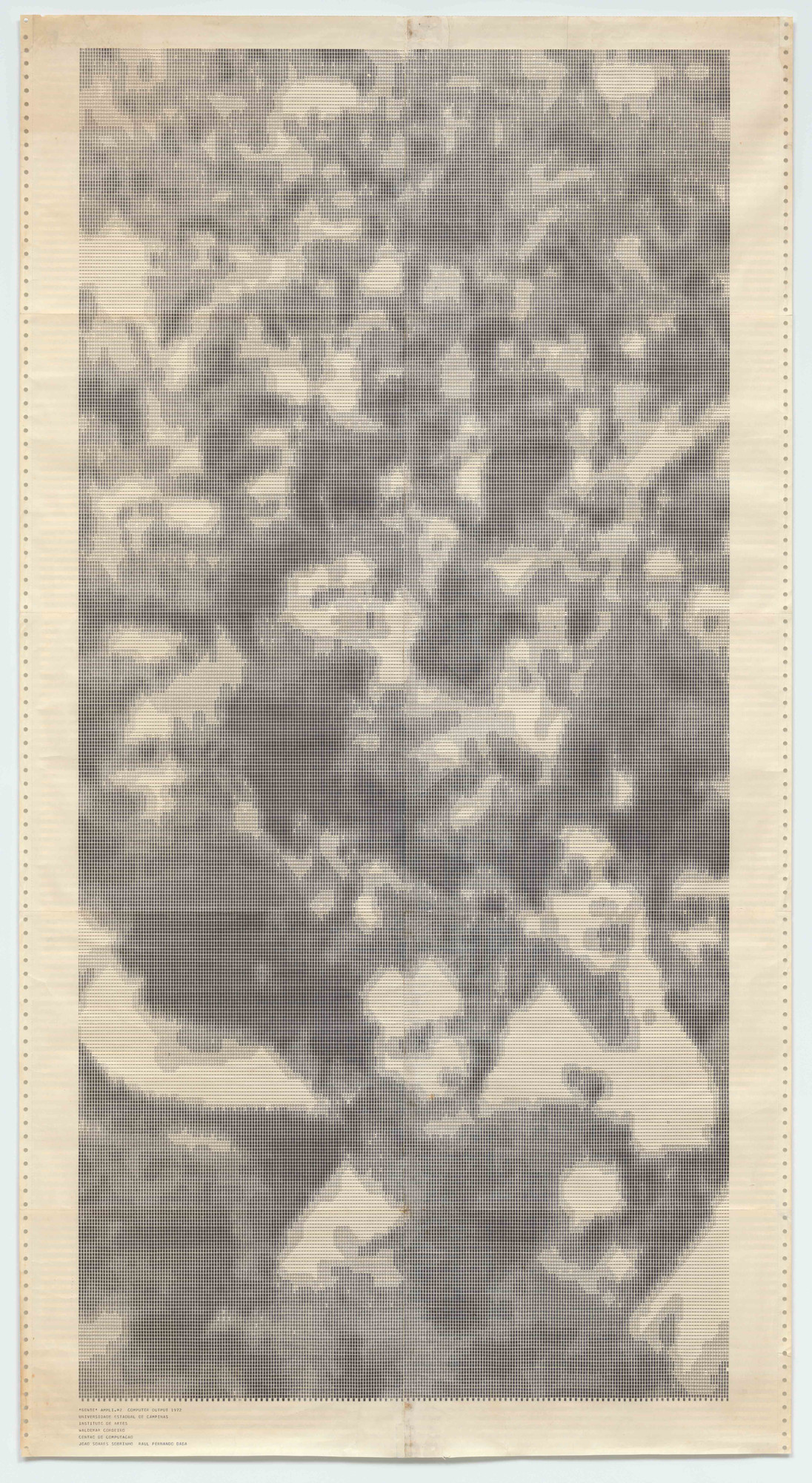 Waldemar Cordeiro's computer-processed crowd image Gente Ampli*2, printed on continuous-feed paper, the key image MoMA used for Thinking Machines.