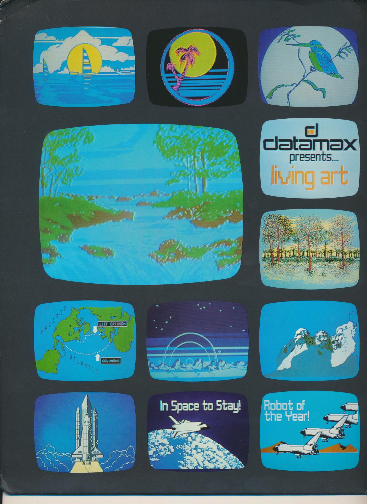 Cover of Datamax's 1981 sales brochure for the UV-1 ZGRASS graphics system, showing a grid of television screens carrying ZGRASS-generated images.