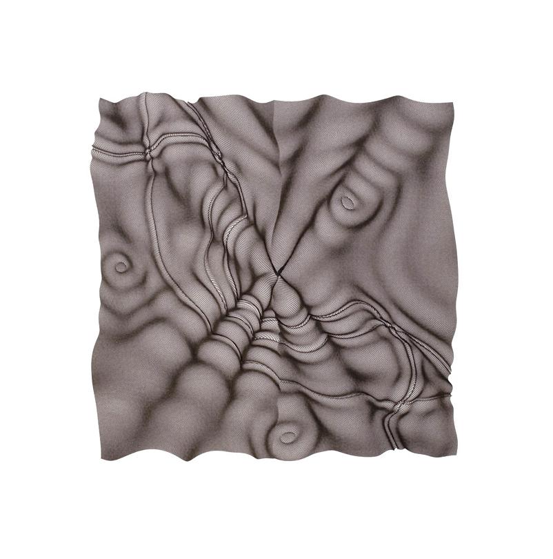 Vent Noir II, Jean-Pierre Hebert's 1989 plotter drawing: a square field of extremely closely drawn ink lines that reads as a rippling, self-similar relief.